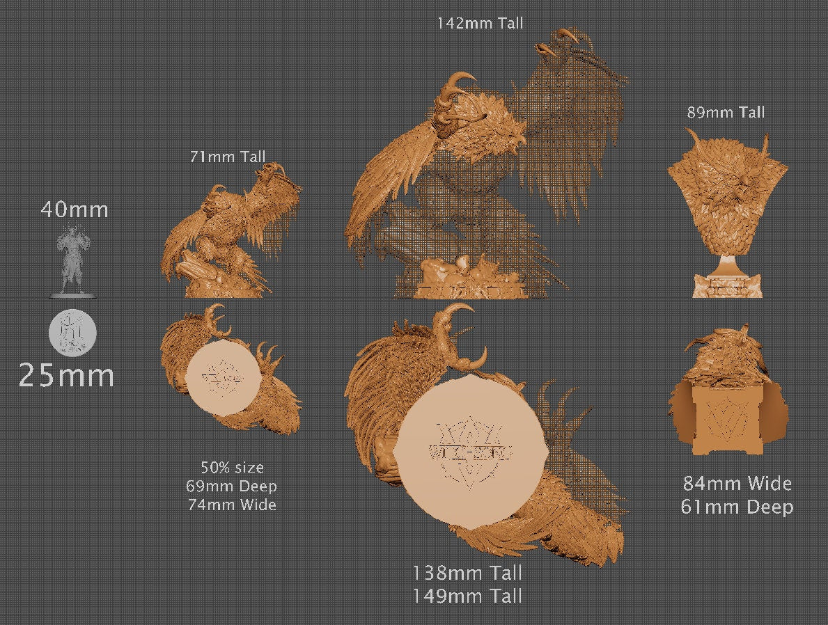 The Night Beast, Bust Options | Aussie 3D Printed Miniatures and Terrain