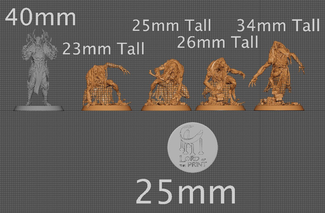 Kikimora Ghouls, Multiple Pose Options, Lord of the Print | Dungeons and Dragons | Pathfinder | Table Top RPG | 3D Printed Model