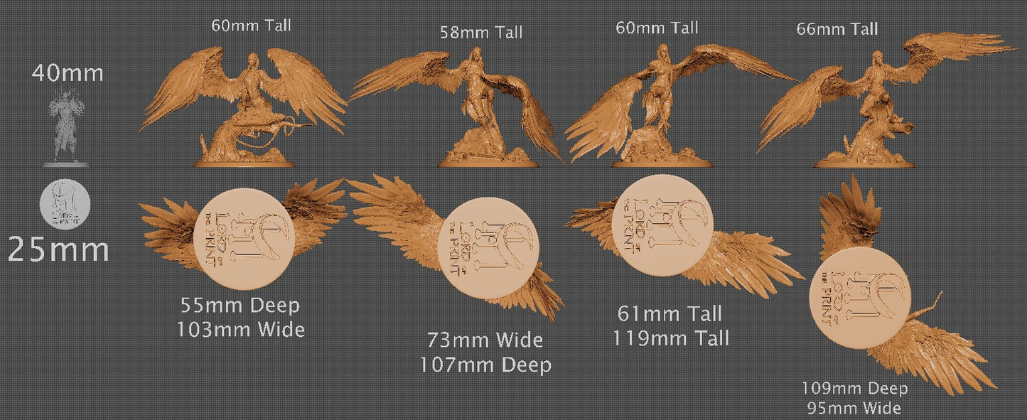 Harpies, Multiple Pose Options, Lord of the Print | Dungeons and Dragons | Pathfinder | Table Top RPG | 3D Printed Model