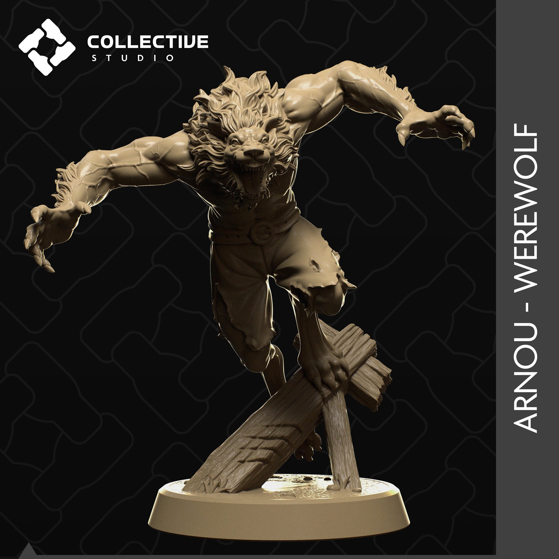 Werewolf, Collective Studios | Dungeons and Dragons | Pathfinder | Table Top RPG | 3D Printed Model