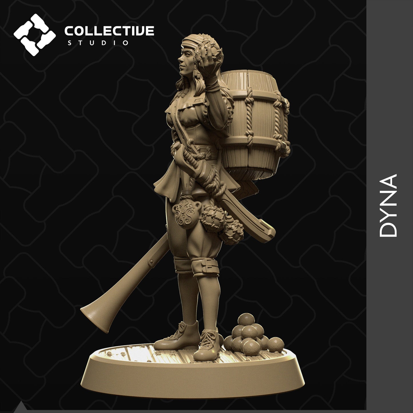 Dyna, Collective Studios | Dungeons and Dragons | Pathfinder | Table Top RPG | 3D Printed Model