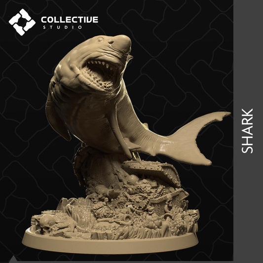 Great White Shark, Collective Studios | Dungeons and Dragons | Pathfinder | Table Top RPG | 3D Printed Model