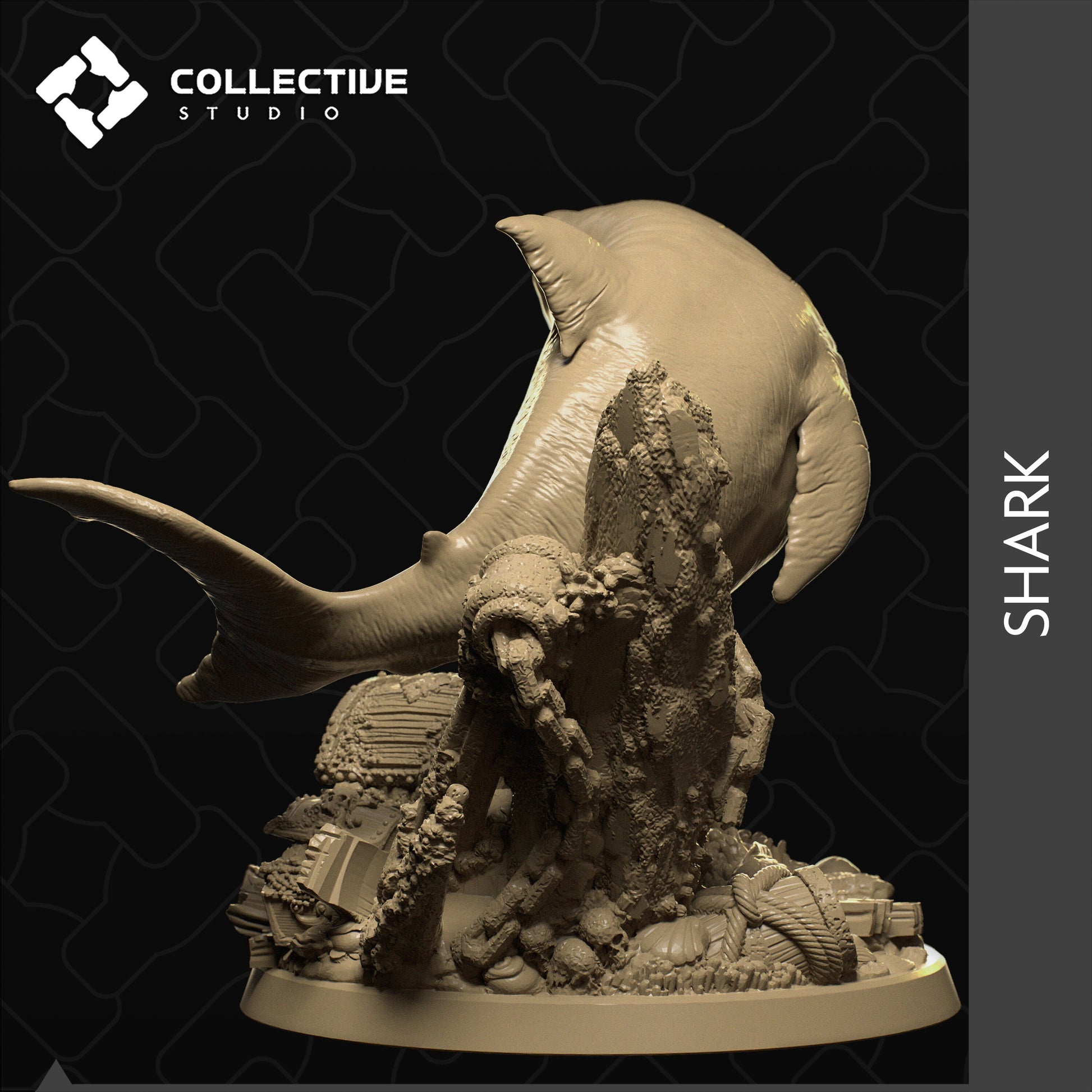 Great White Shark, Collective Studios | Dungeons and Dragons | Pathfinder | Table Top RPG | 3D Printed Model