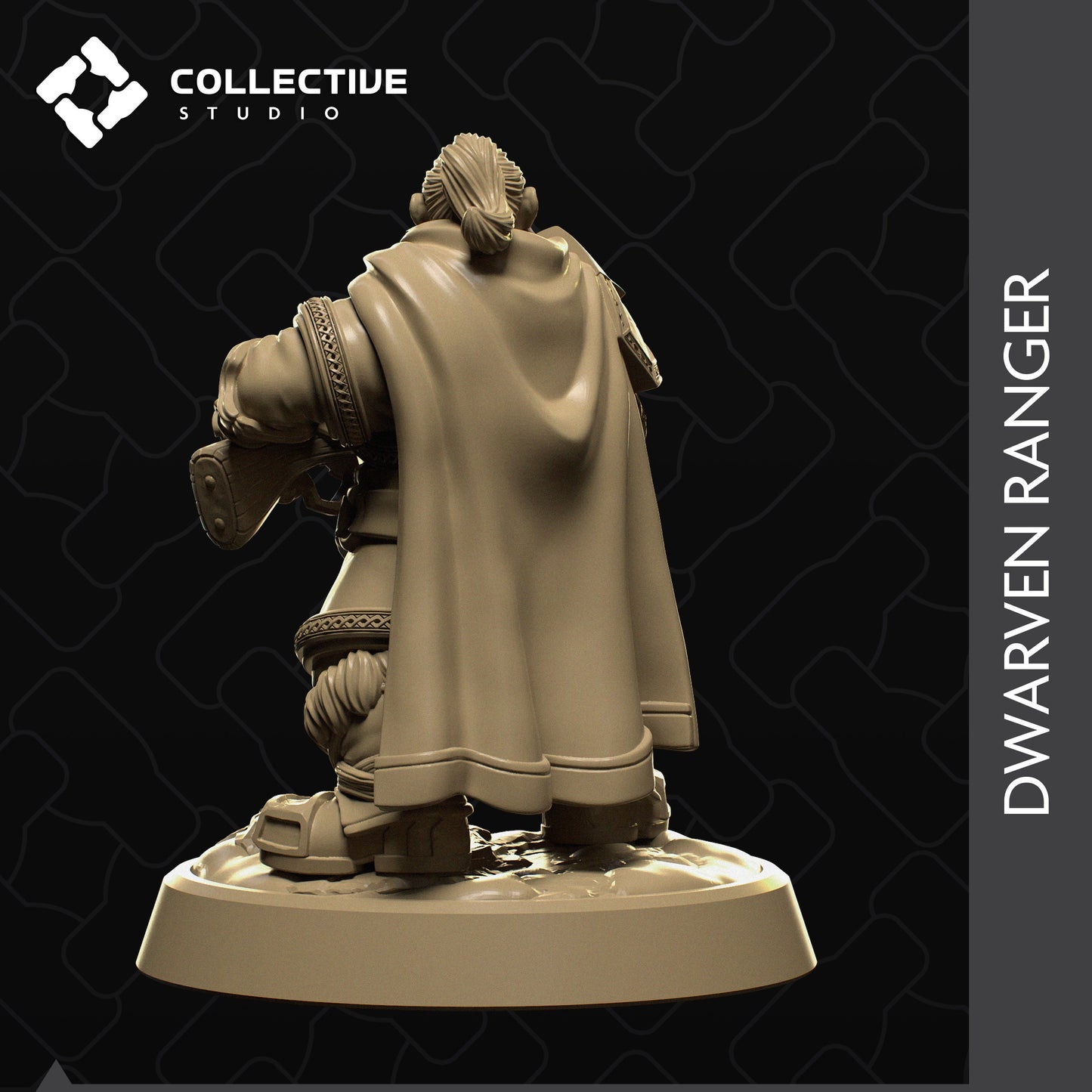 Dwarf Ranger, Collective Studios | Dungeons and Dragons | Pathfinder | Table Top RPG | 3D Printed Model