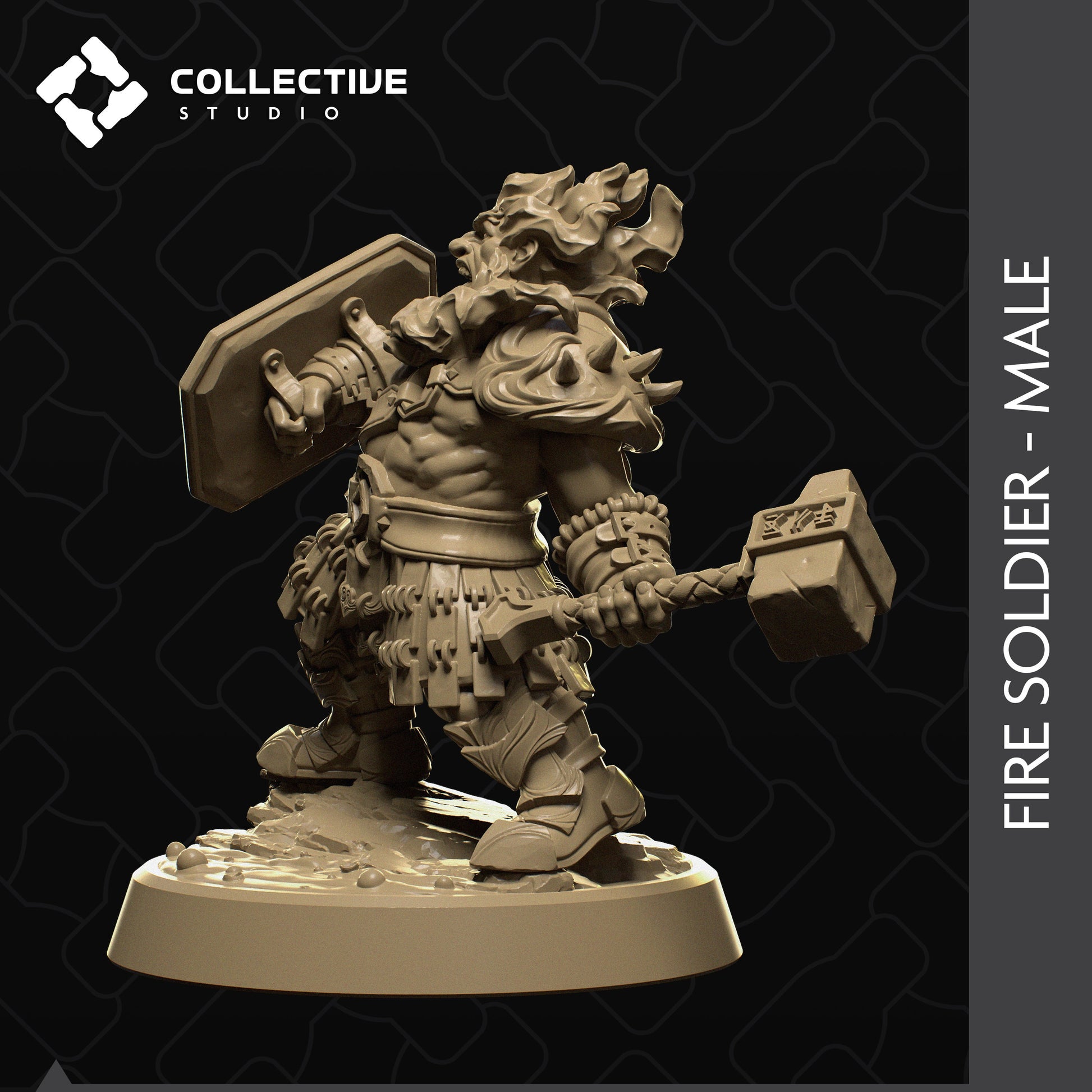 Elemental Soldier, Collective Studios | Dungeons and Dragons | Pathfinder | Table Top RPG | 3D Printed Model