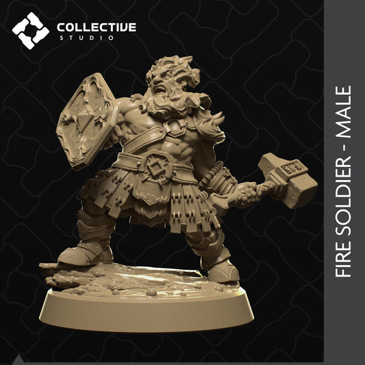 Elemental Soldier, Collective Studios | Dungeons and Dragons | Pathfinder | Table Top RPG | 3D Printed Model