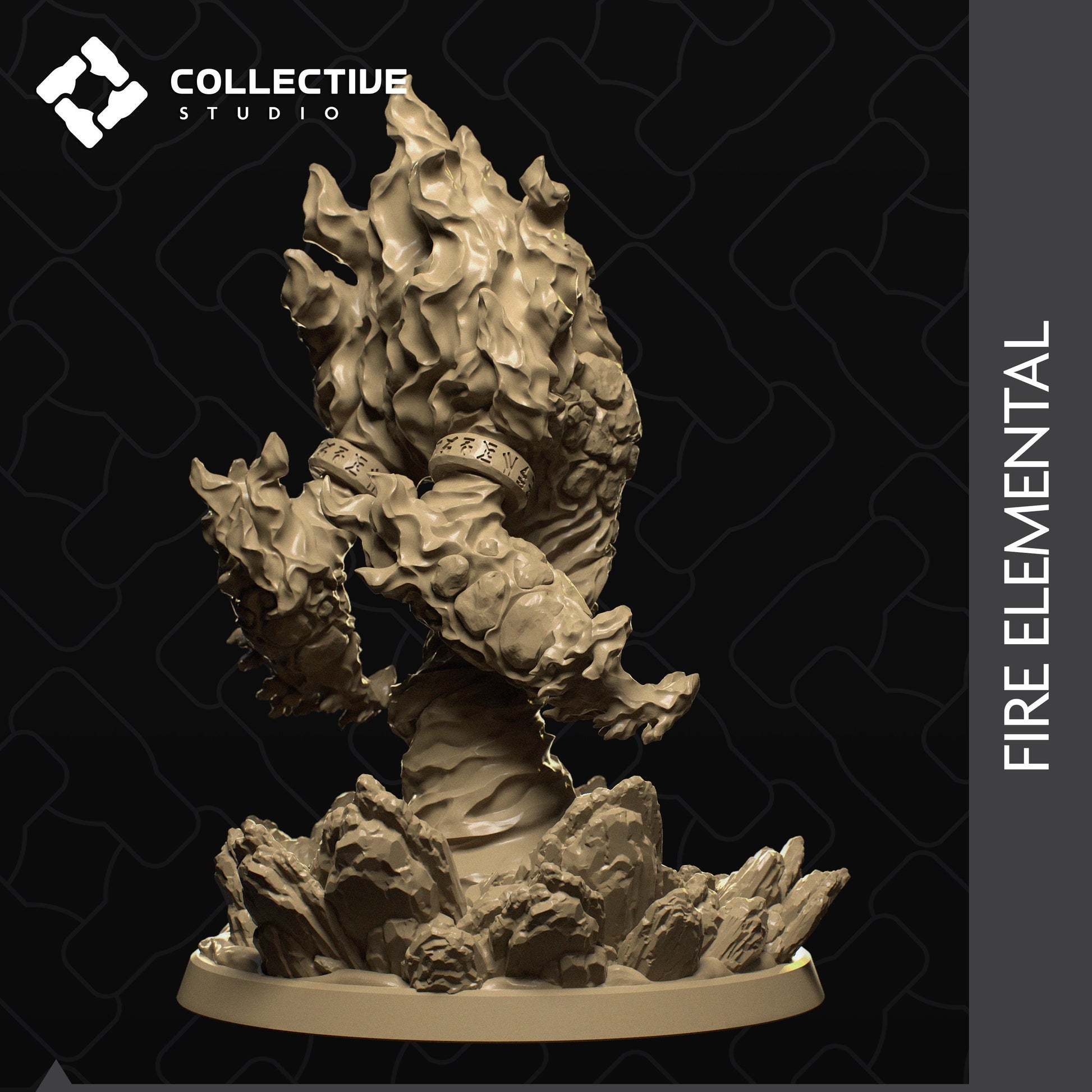 Fire Elemental, Collective Studios | Dungeons and Dragons | Pathfinder | Table Top RPG | 3D Printed Model