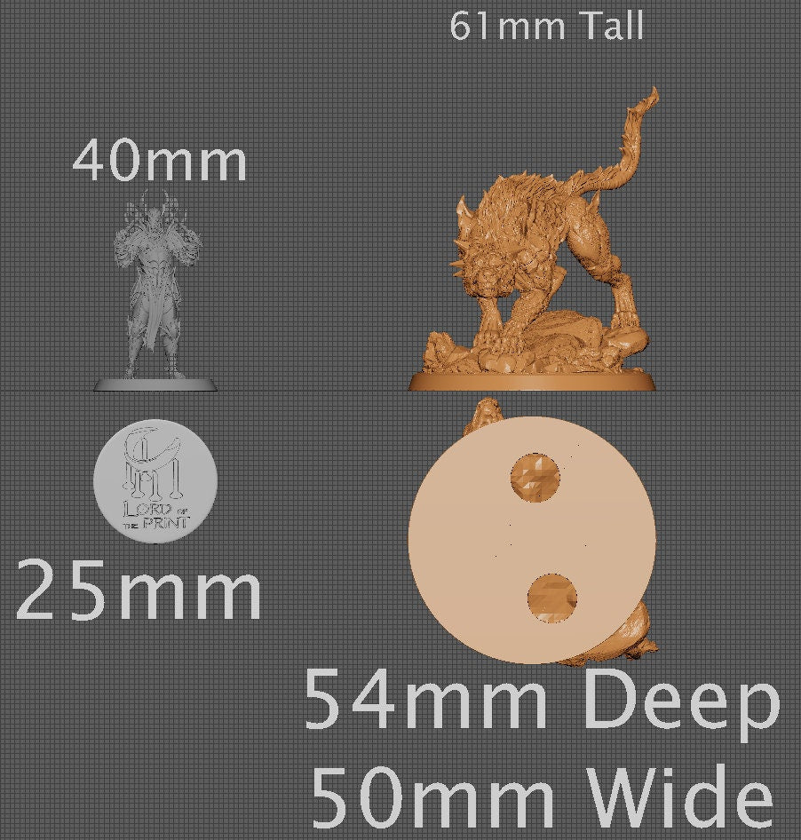 Hell Hound, Collective Studios | Dungeons and Dragons | Pathfinder | Table Top RPG | 3D Printed Model