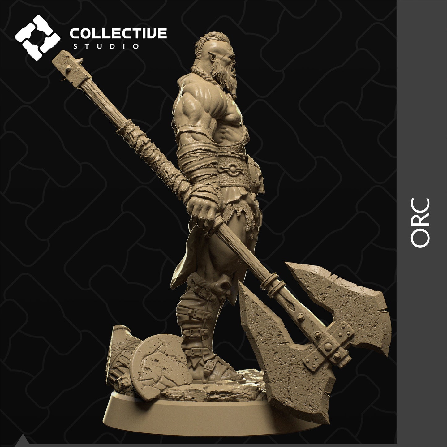 Orc Warrior, Collective Studios | Dungeons and Dragons | Pathfinder | Table Top RPG | 3D Printed Model