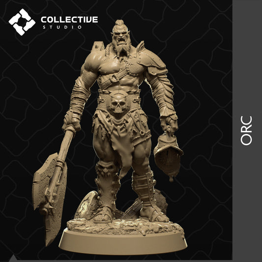Orc Warrior, Collective Studios | Dungeons and Dragons | Pathfinder | Table Top RPG | 3D Printed Model