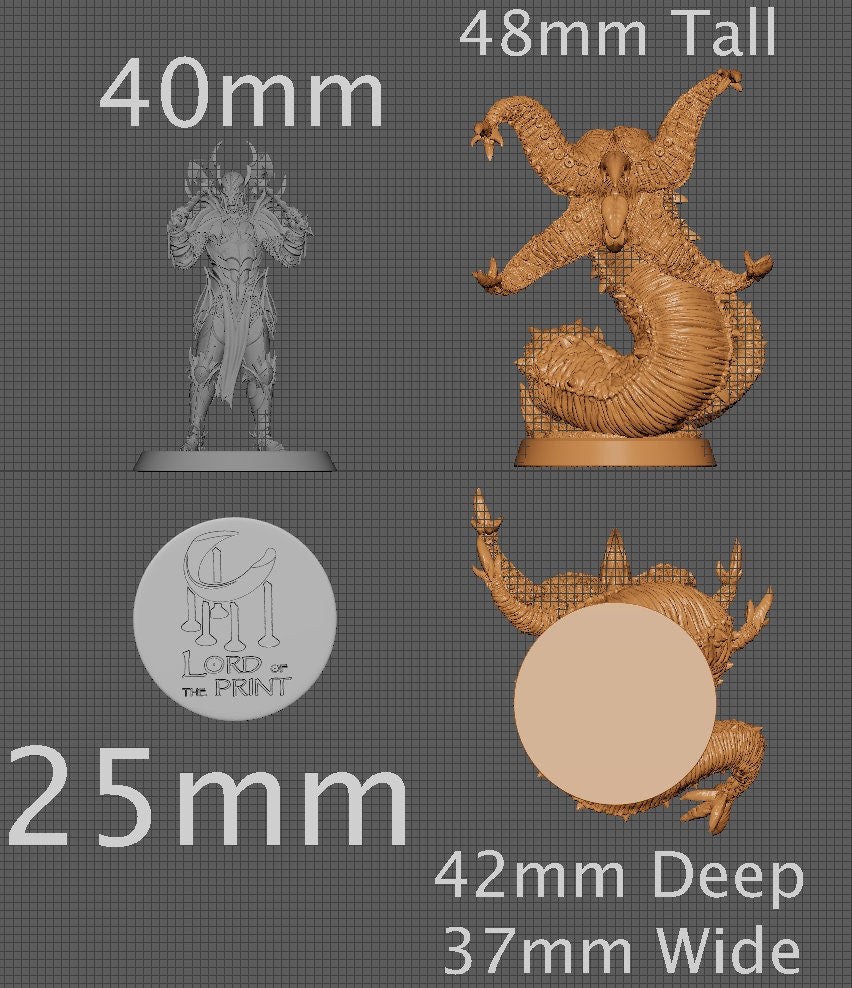 Grick, Collective Studios | Dungeons and Dragons | Pathfinder | Table Top RPG | 3D Printed Model