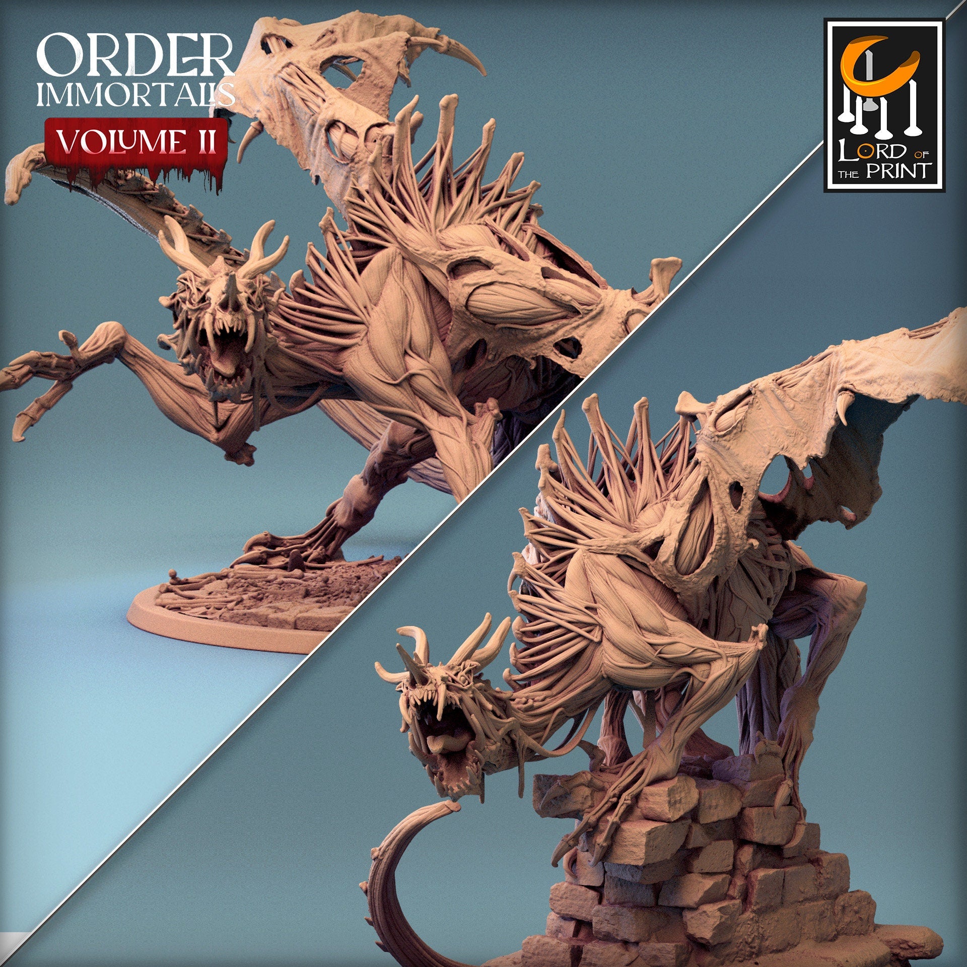 Undead Drake, Order Immortalis Vol.2, Lord of the Print | Dungeons and Dragons | Pathfinder | Table Top RPG | 3D Printed Model