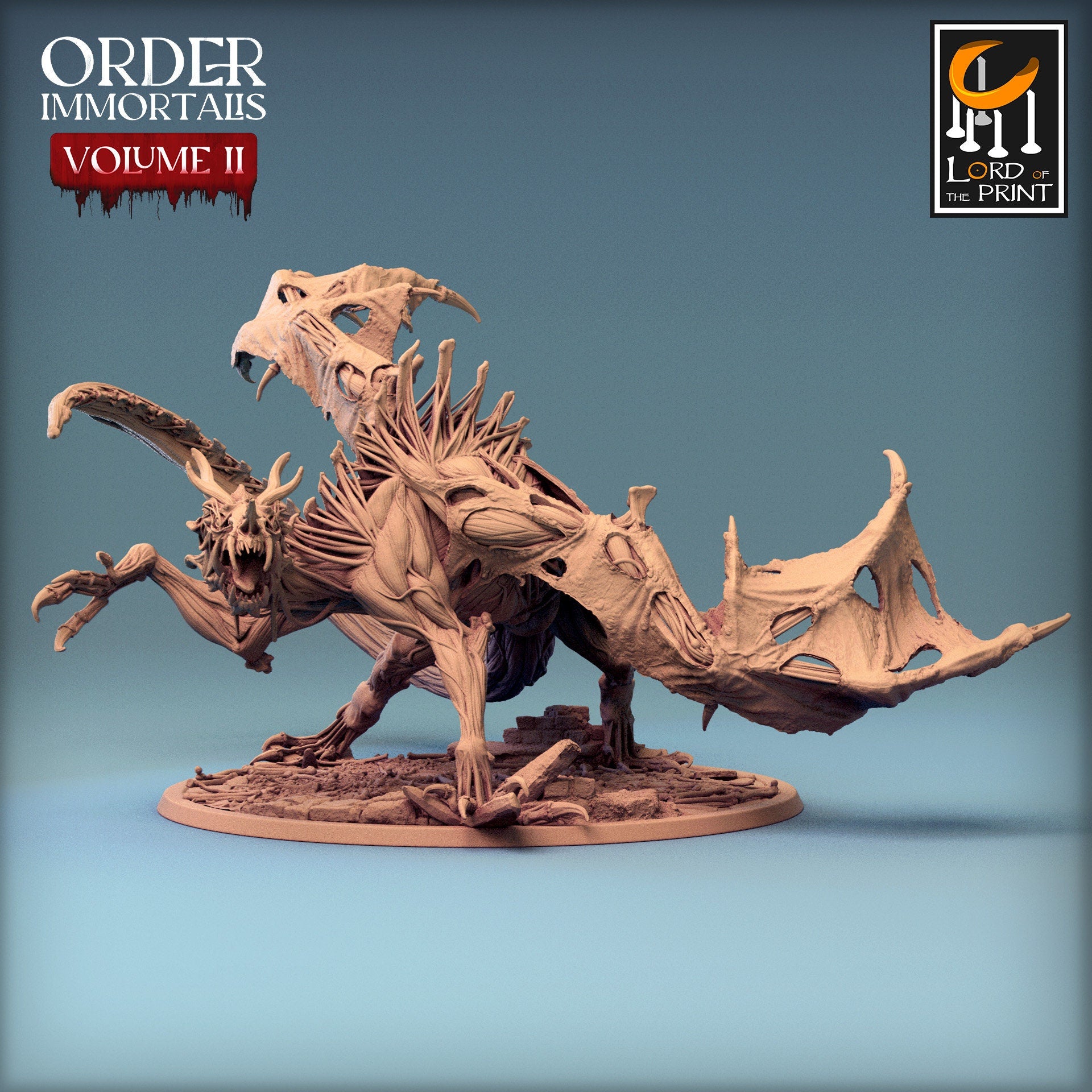 Undead Drake, Order Immortalis Vol.2, Lord of the Print | Dungeons and Dragons | Pathfinder | Table Top RPG | 3D Printed Model