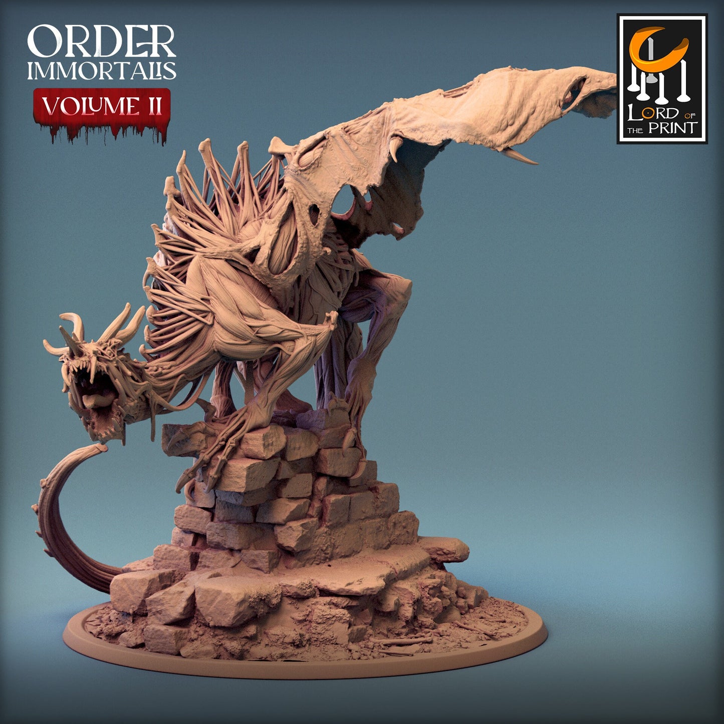 Undead Drake, Order Immortalis Vol.2, Lord of the Print | Dungeons and Dragons | Pathfinder | Table Top RPG | 3D Printed Model