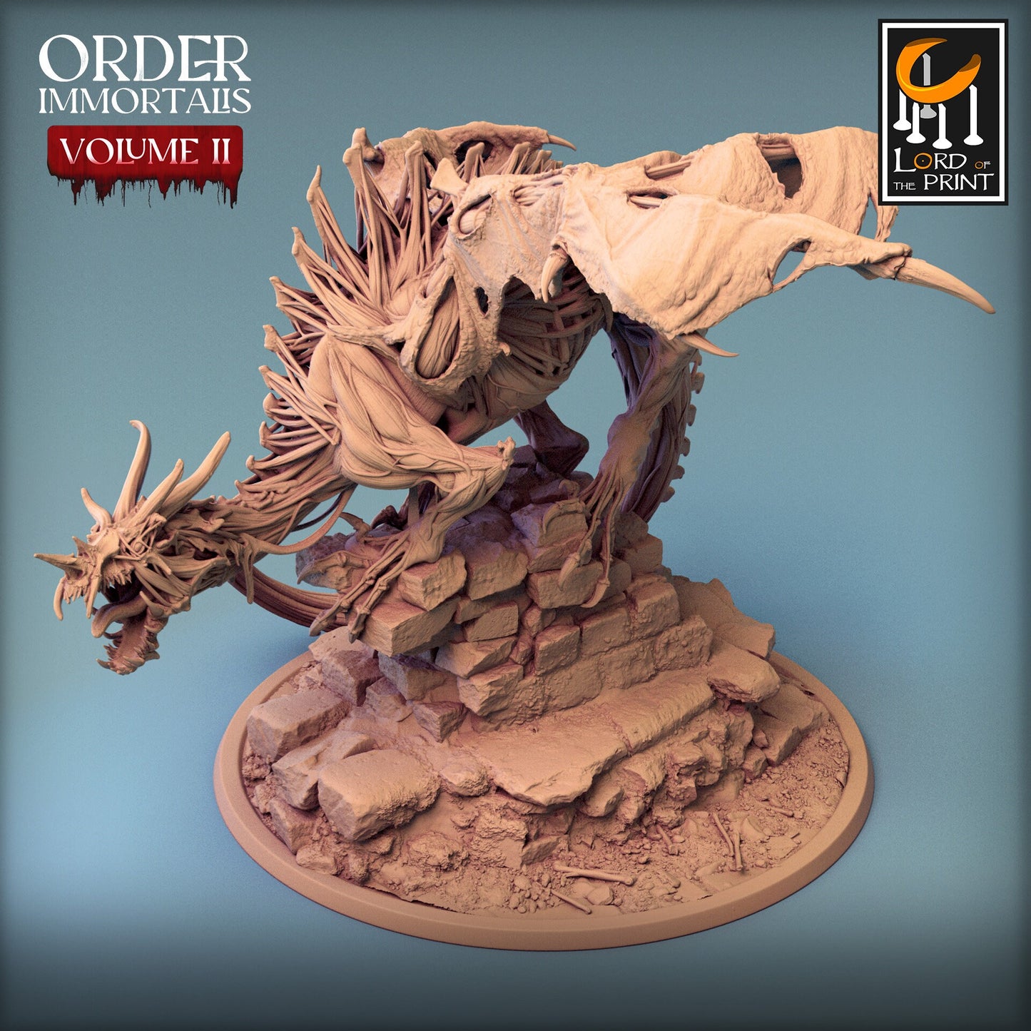 Undead Drake, Order Immortalis Vol.2, Lord of the Print | Dungeons and Dragons | Pathfinder | Table Top RPG | 3D Printed Model