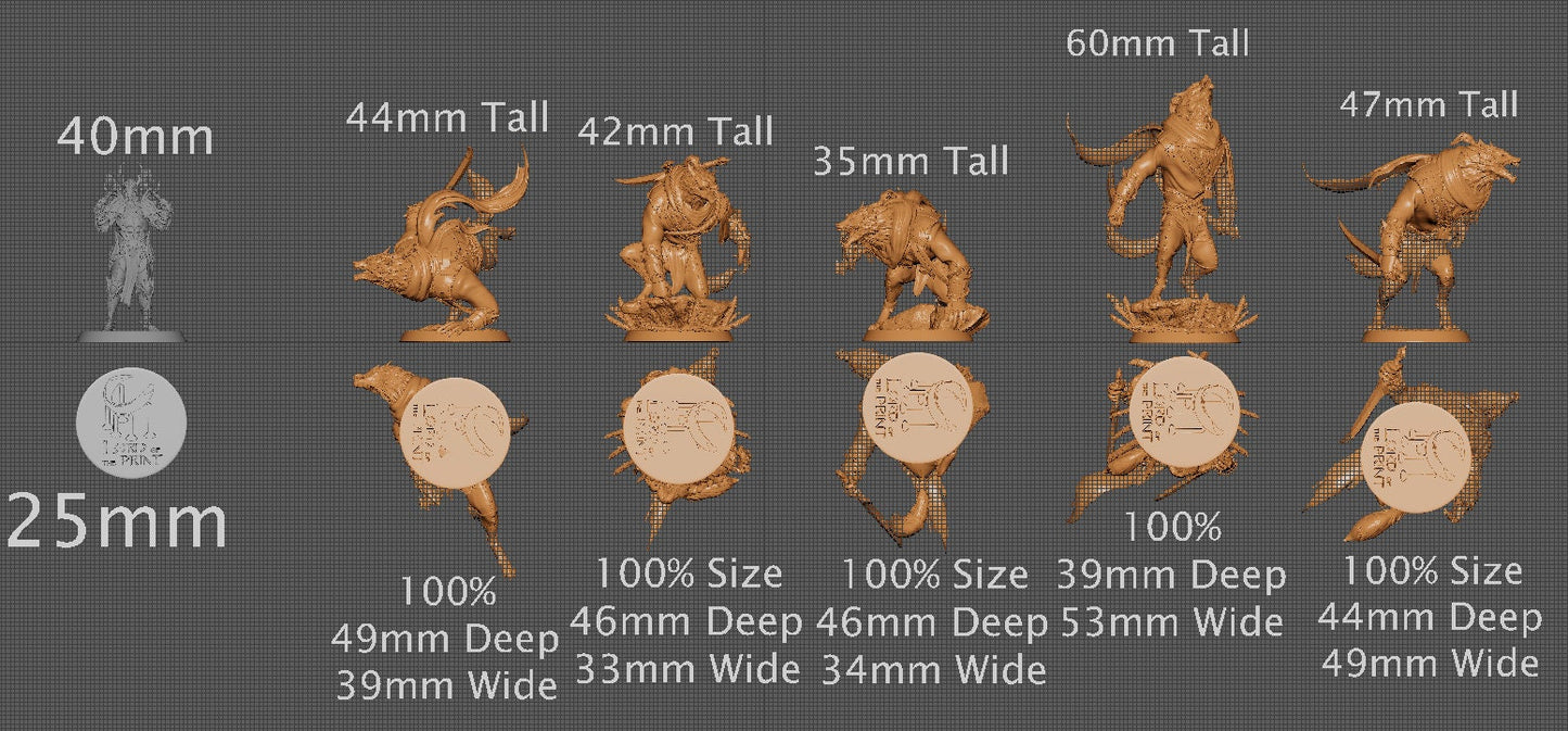 Werewolf Soldiers Pack 1, Order Immortalis Vol.2, Lord of the Print | Dungeons and Dragons | Pathfinder | Table Top RPG | 3D Printed Model