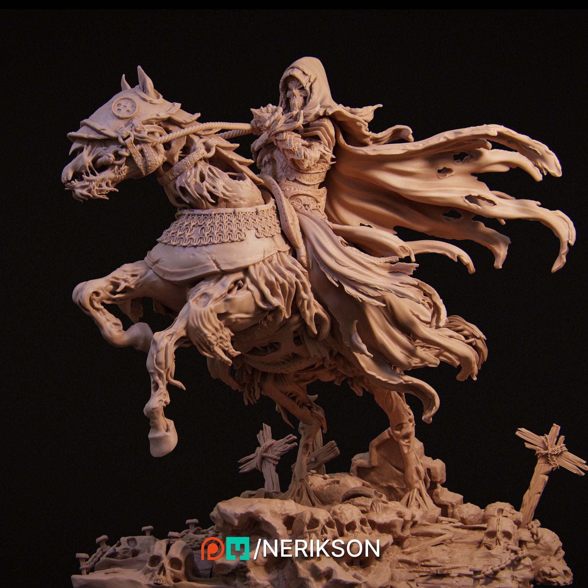Death, Mounted, Powerful NPC, Ernest Nemirovsky | Dungeons and Dragons | Pathfinder | Table Top RPG | 3D Printed Model