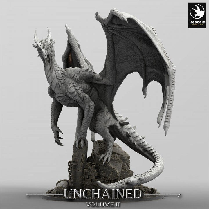 Xeldranth, Lord War Dragon, Rescale Miniatures | Dungeons and Dragons | Pathfinder | Table Top RPG | 3D Printed Model