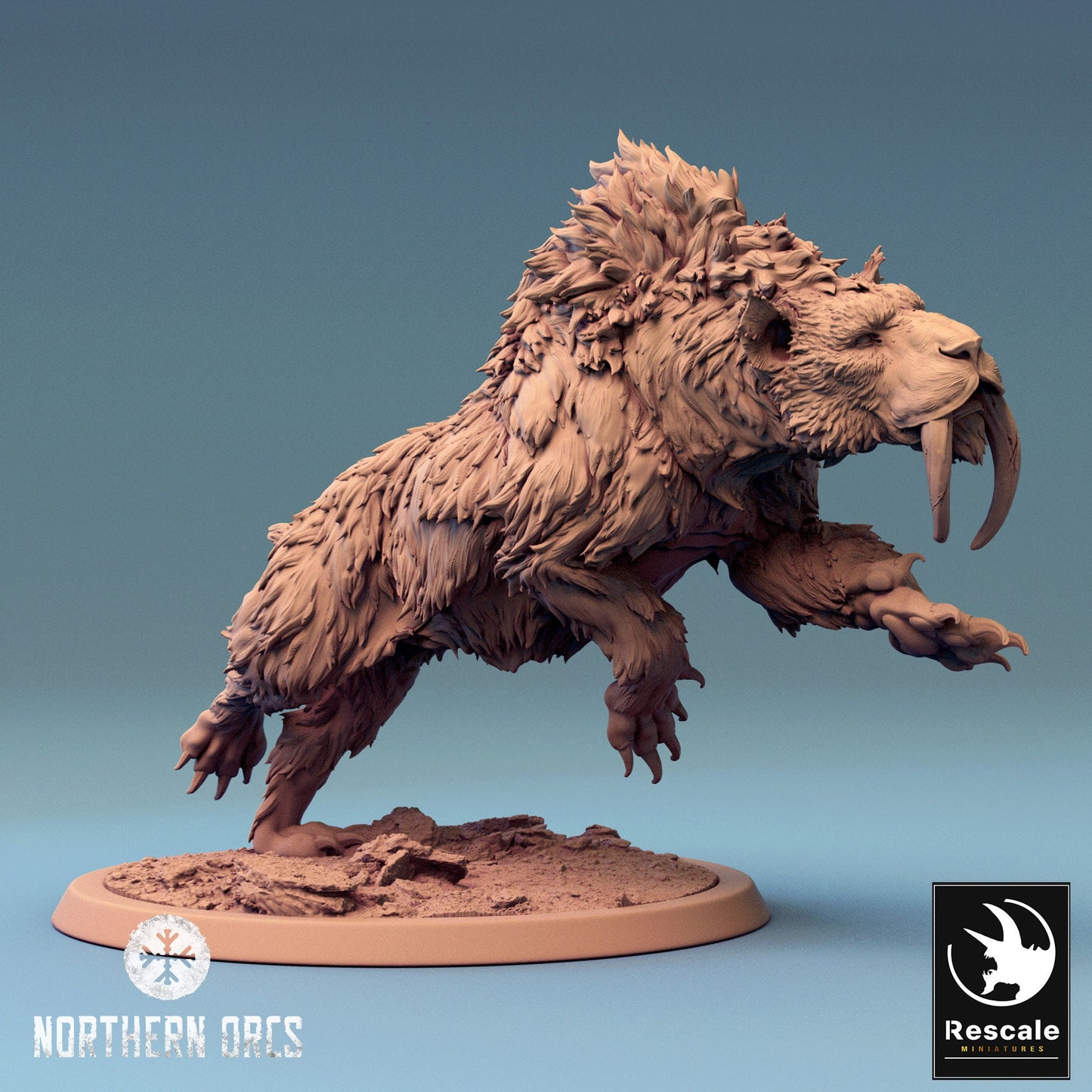 Wild Sabertooth Tigers, Rescale Miniatures | Dungeons and Dragons | Pathfinder | Table Top RPG | 3D Printed Model