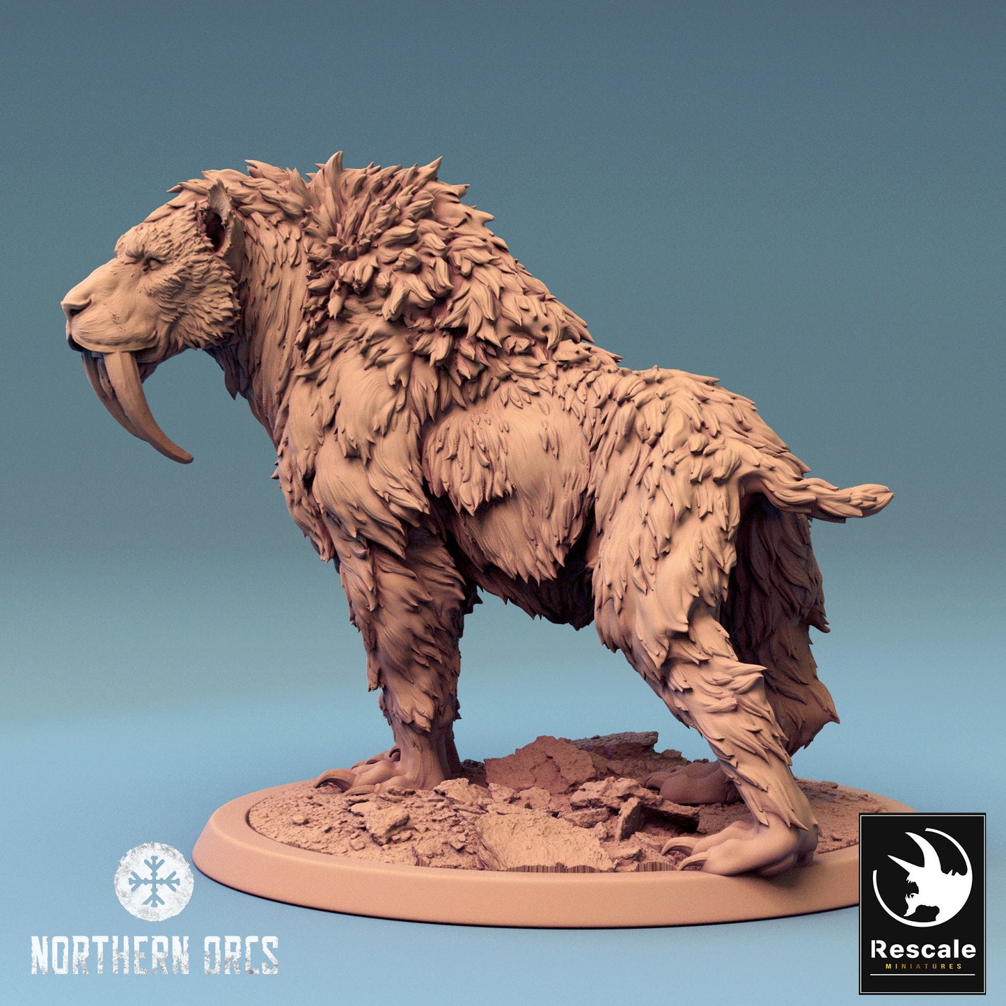 Wild Sabertooth Tigers, Rescale Miniatures | Dungeons and Dragons | Pathfinder | Table Top RPG | 3D Printed Model