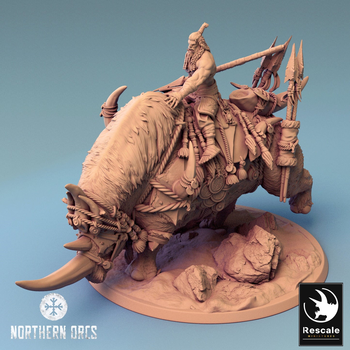 Rhino Riders, Rescale Miniatures | Dungeons and Dragons | Pathfinder | Table Top RPG | 3D Printed Model