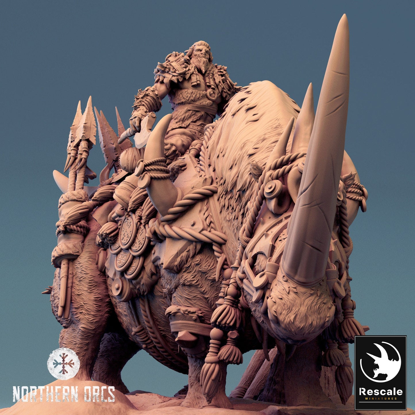 Rhino Riders, Rescale Miniatures | Dungeons and Dragons | Pathfinder | Table Top RPG | 3D Printed Model