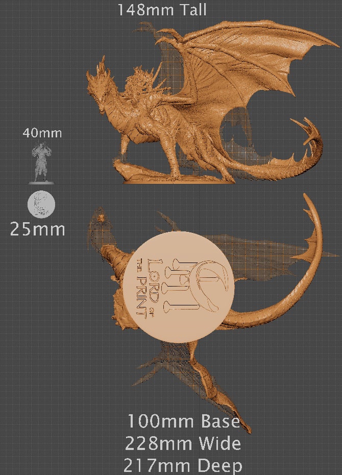 Silver Dragon, Lord War Dragon, Rescale Miniatures | Dungeons and Dragons | Pathfinder | Table Top RPG | 3D Printed Model