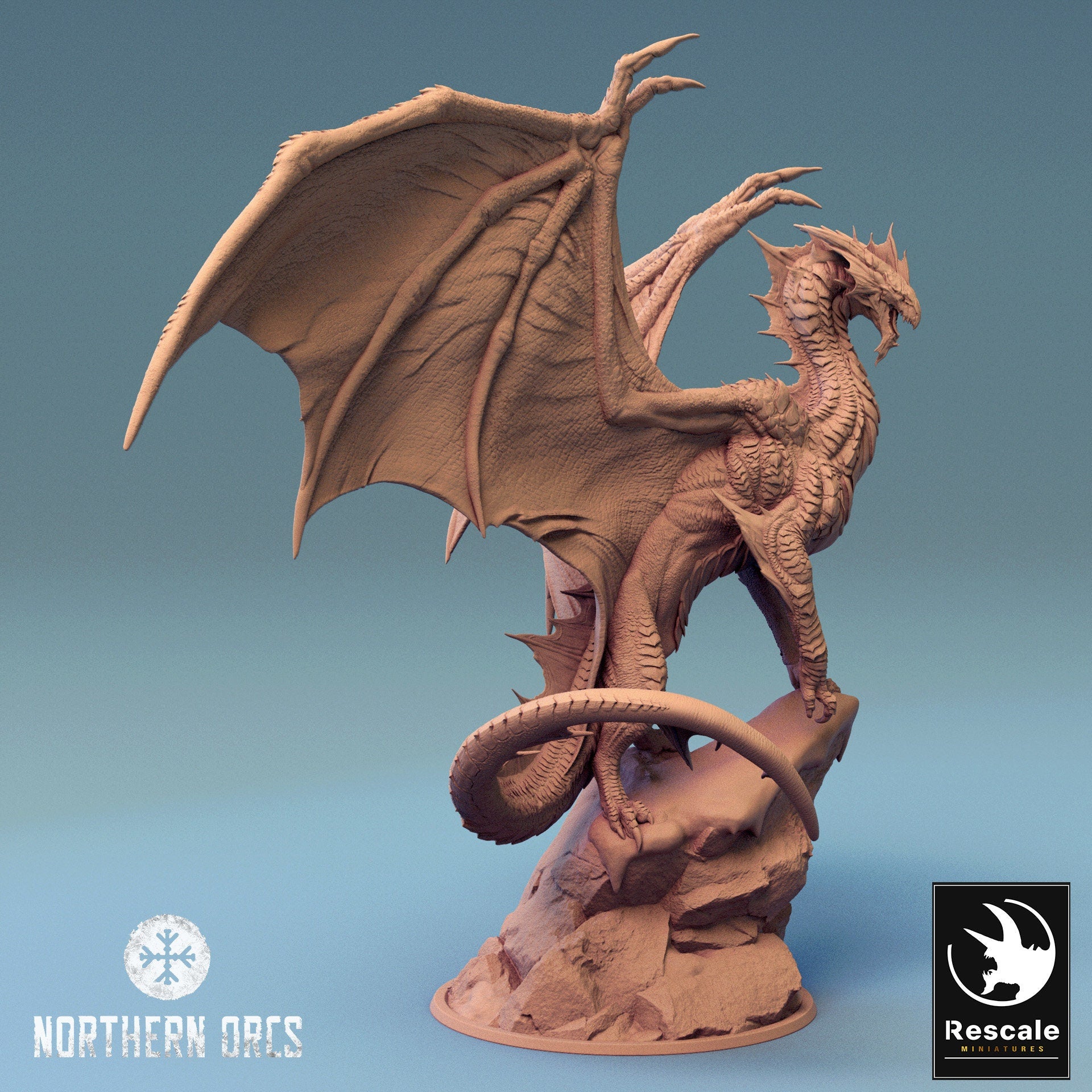 Silver Dragon, Lord War Dragon, Rescale Miniatures | Dungeons and Dragons | Pathfinder | Table Top RPG | 3D Printed Model