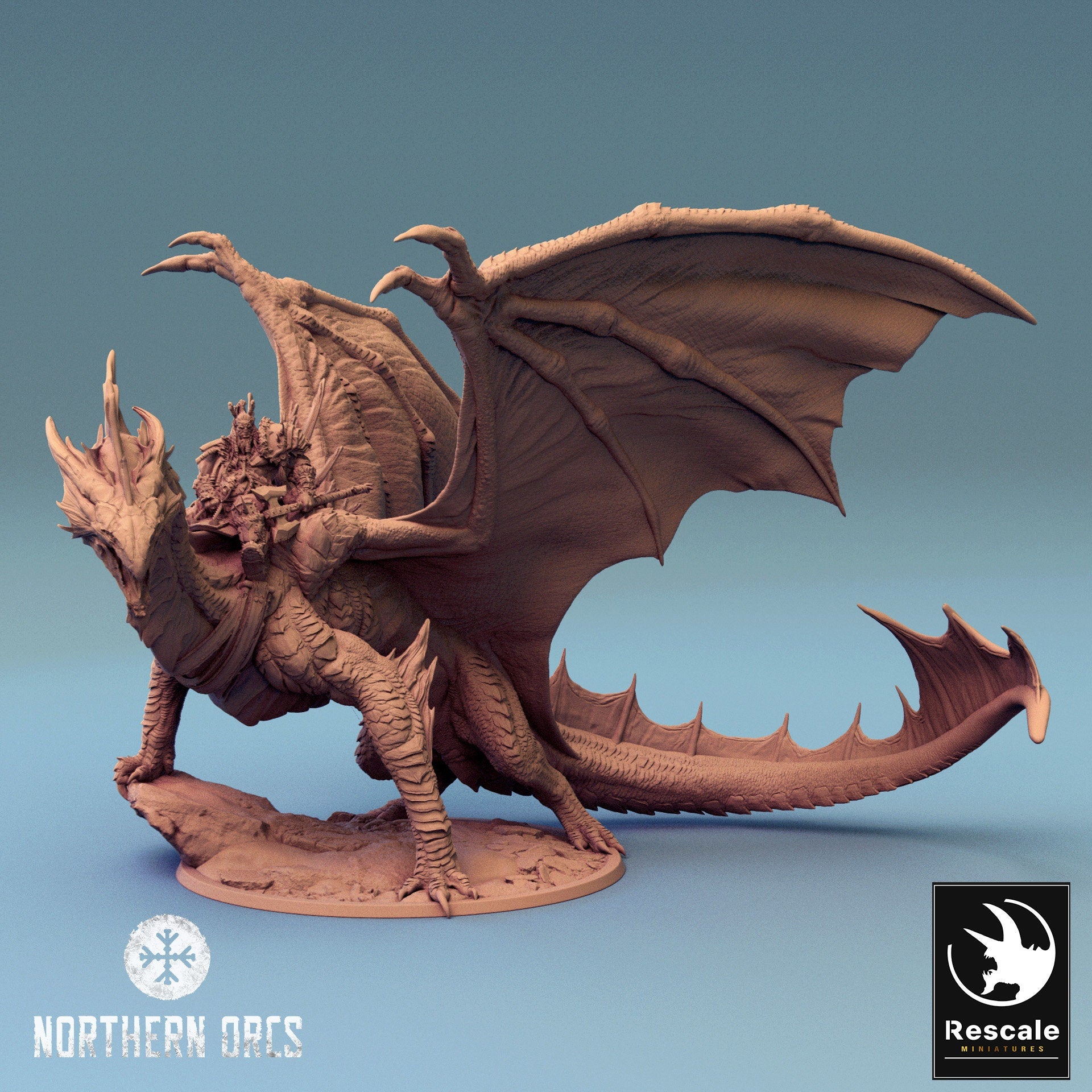 Silver Dragon, Lord War Dragon, Rescale Miniatures | Dungeons and Dragons | Pathfinder | Table Top RPG | 3D Printed Model