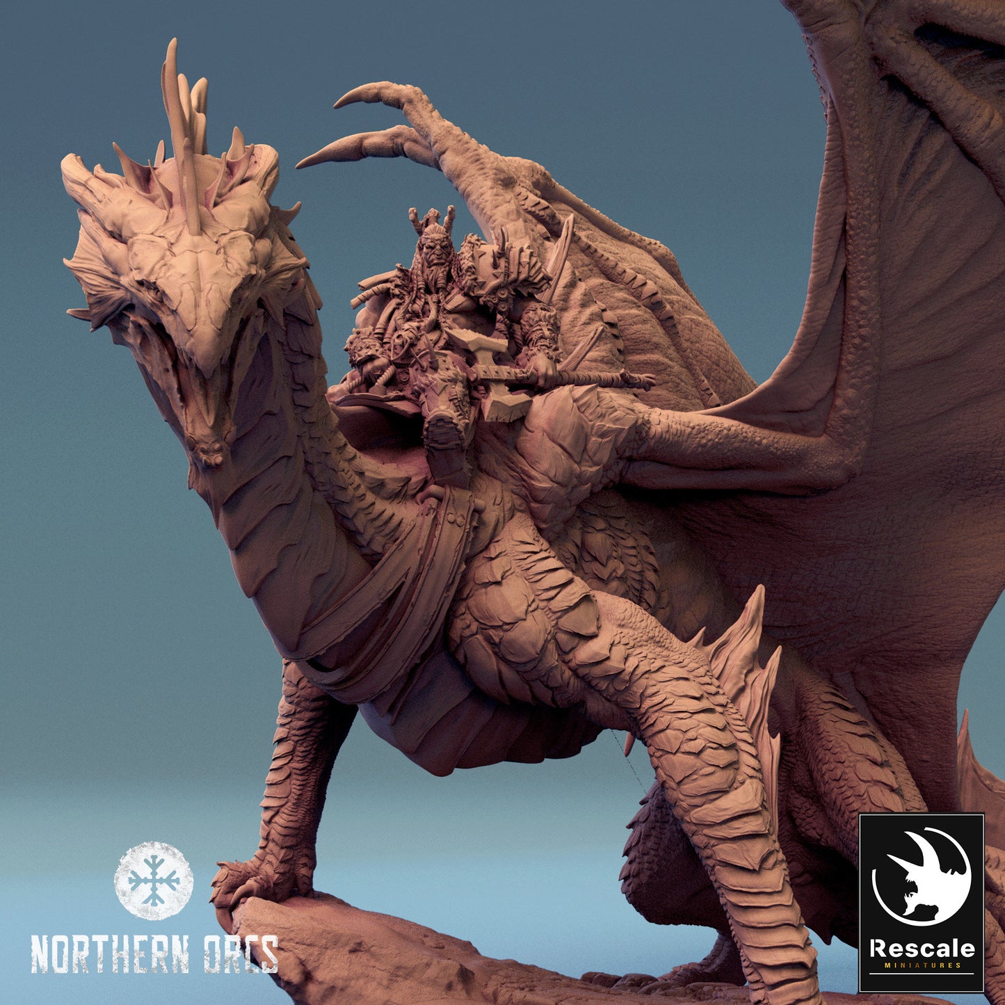 Silver Dragon, Lord War Dragon, Rescale Miniatures | Dungeons and Dragons | Pathfinder | Table Top RPG | 3D Printed Model