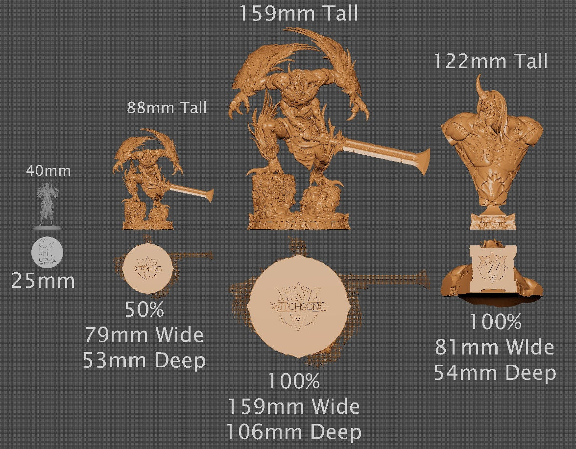 Champion of Wrath, Witchsong Miniatures | Dungeons and Dragons | Pathfinder | Table Top RPG | 3D Printed Model