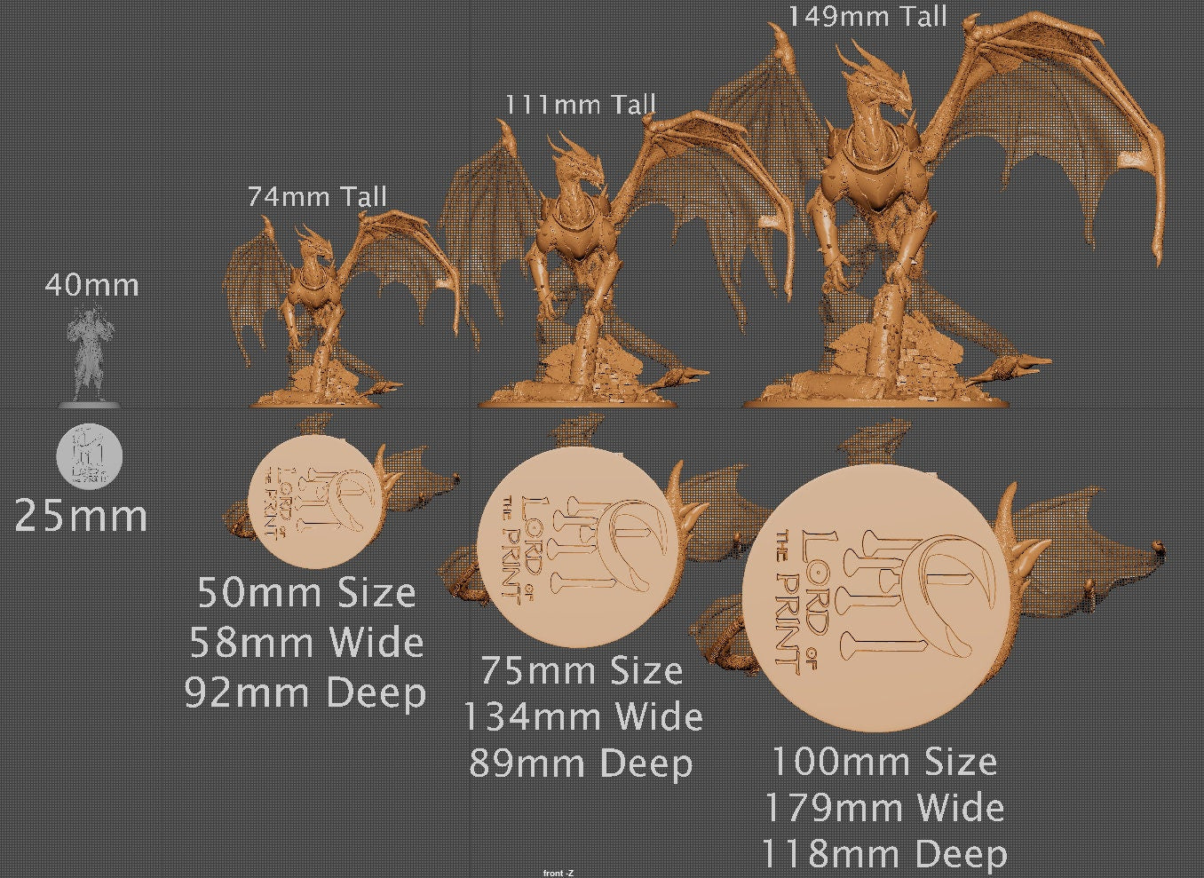 Xeldranth, Lord War Dragon, Rescale Miniatures | Dungeons and Dragons | Pathfinder | Table Top RPG | 3D Printed Model