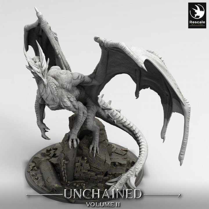 Xeldranth, Lord War Dragon, Rescale Miniatures | Dungeons and Dragons | Pathfinder | Table Top RPG | 3D Printed Model