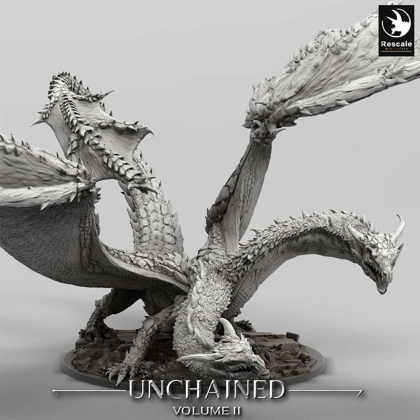 Bialmuth, Two Headed Dragon, Rescale Miniatures | Dungeons and Dragons | Pathfinder | Table Top RPG | 3D Printed Model