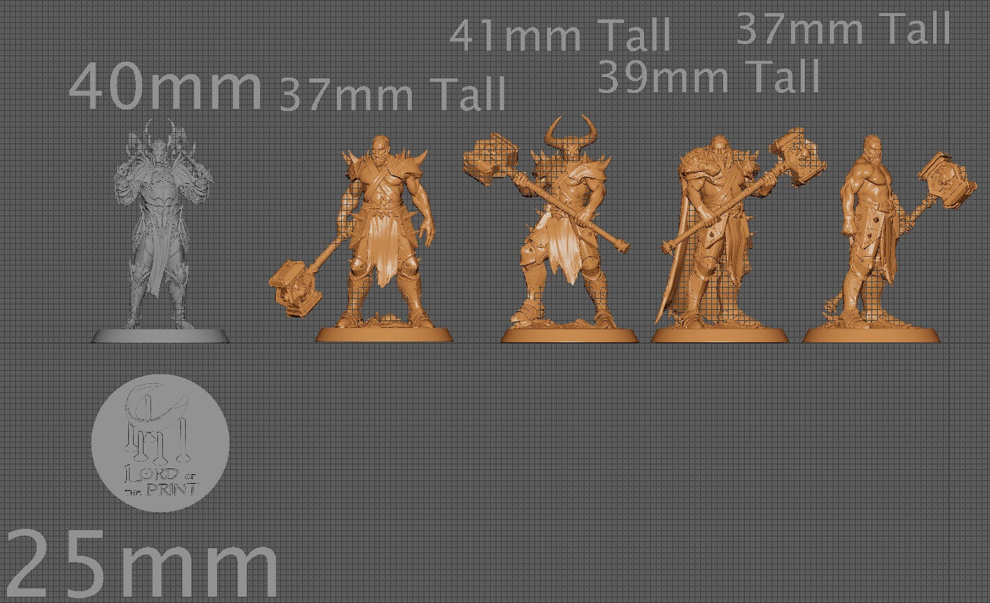 Hammer Rangers, Rescale Miniatures | Dungeons and Dragons | Pathfinder | Table Top RPG | 3D Printed Model