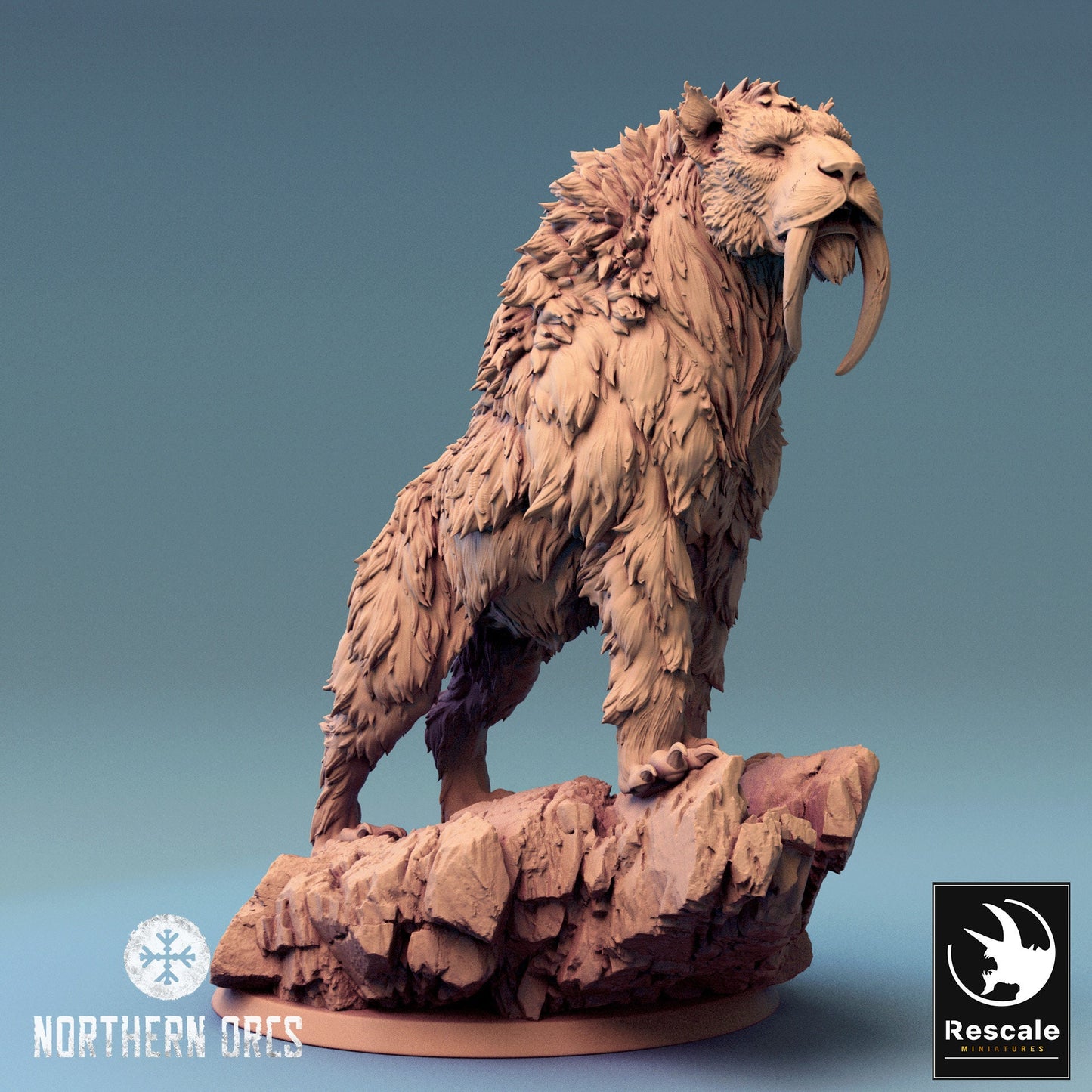 Wild Sabertooth Tigers, Rescale Miniatures | Dungeons and Dragons | Pathfinder | Table Top RPG | 3D Printed Model