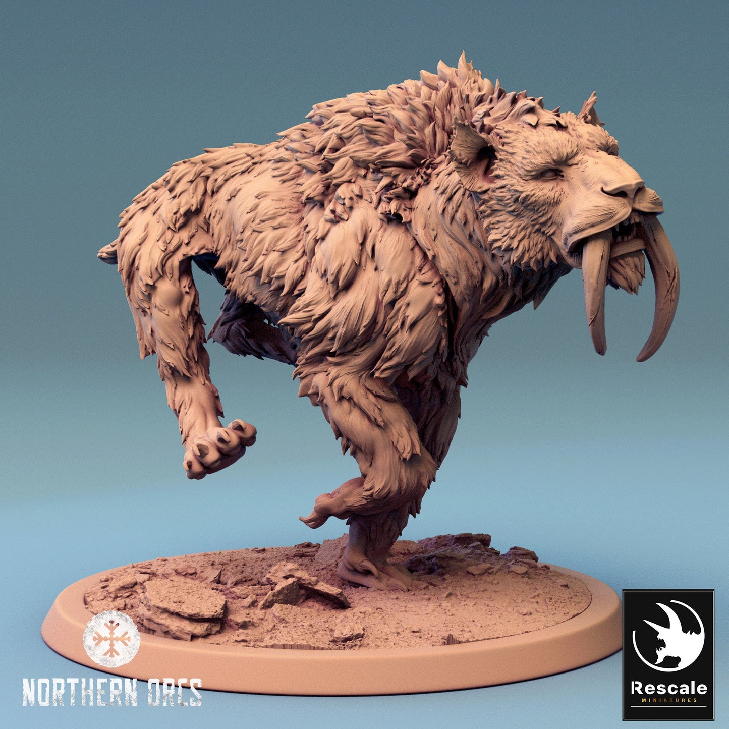 Wild Sabertooth Tigers, Rescale Miniatures | Dungeons and Dragons | Pathfinder | Table Top RPG | 3D Printed Model