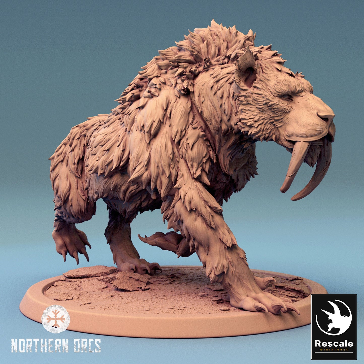 Wild Sabertooth Tigers, Rescale Miniatures | Dungeons and Dragons | Pathfinder | Table Top RPG | 3D Printed Model