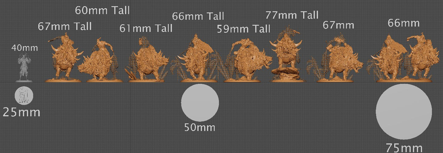 Hog Riders, Rescale Miniatures | Dungeons and Dragons | Pathfinder | Table Top RPG | 3D Printed Model