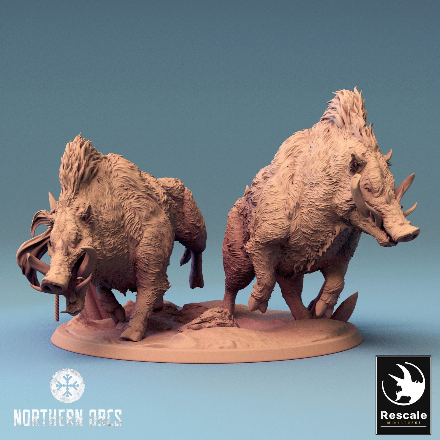 Wild Hogs, Rescale Miniatures | Dungeons and Dragons | Pathfinder | Table Top RPG | 3D Printed Model