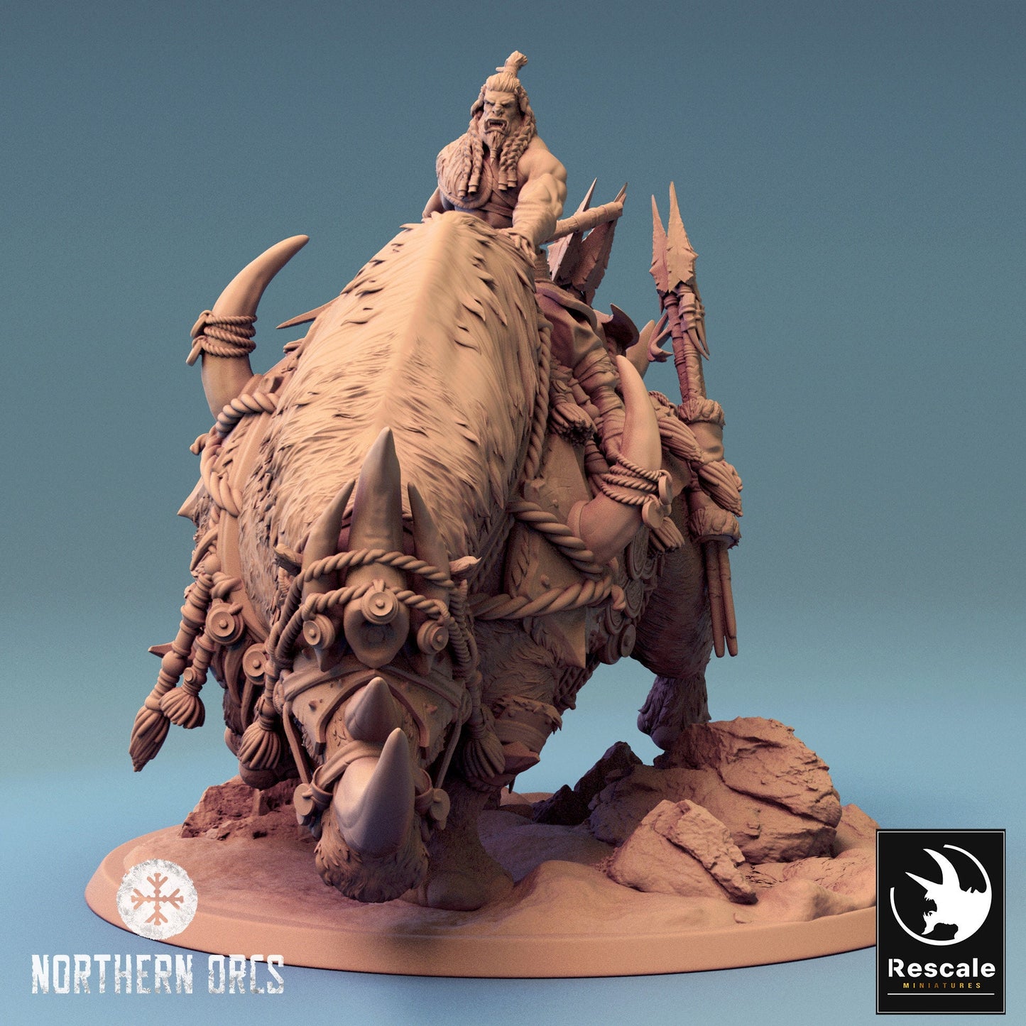 Rhino Riders, Rescale Miniatures | Dungeons and Dragons | Pathfinder | Table Top RPG | 3D Printed Model