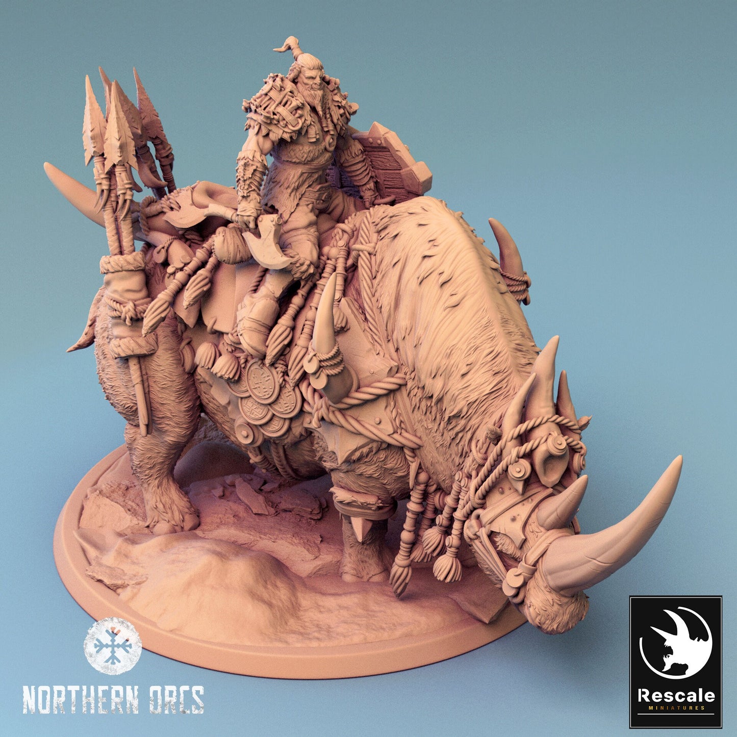 Rhino Riders, Rescale Miniatures | Dungeons and Dragons | Pathfinder | Table Top RPG | 3D Printed Model