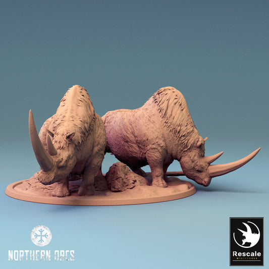 Wild Rhinos, Rescale Miniatures | Dungeons and Dragons | Pathfinder | Table Top RPG | 3D Printed Model