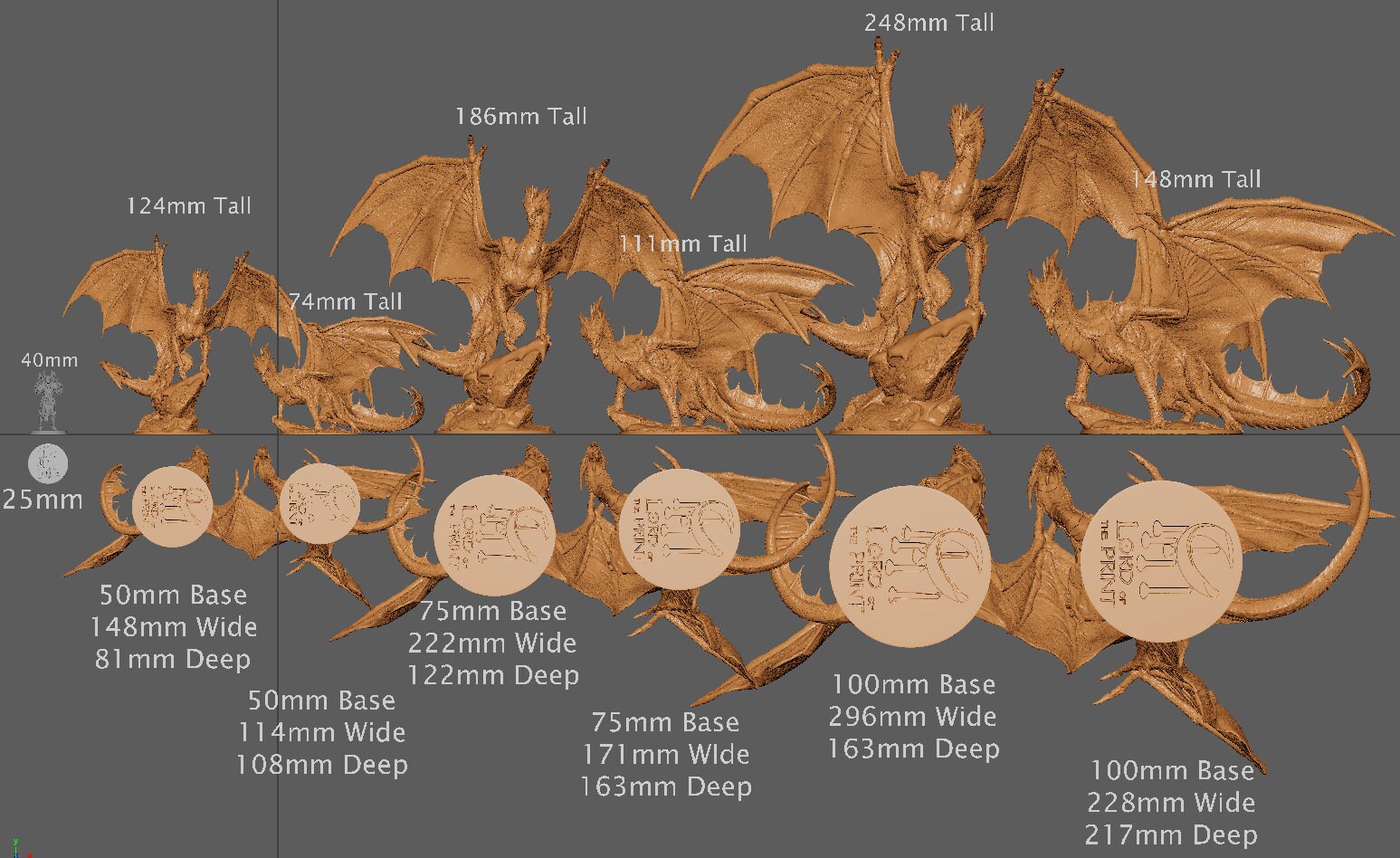 Silver Dragon, Lord War Dragon, Rescale Miniatures | Dungeons and Dragons | Pathfinder | Table Top RPG | 3D Printed Model