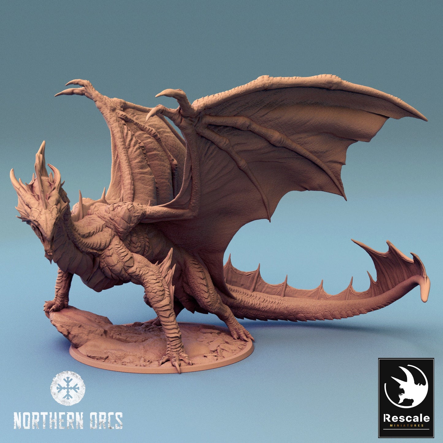 Silver Dragon, Lord War Dragon, Rescale Miniatures | Dungeons and Dragons | Pathfinder | Table Top RPG | 3D Printed Model