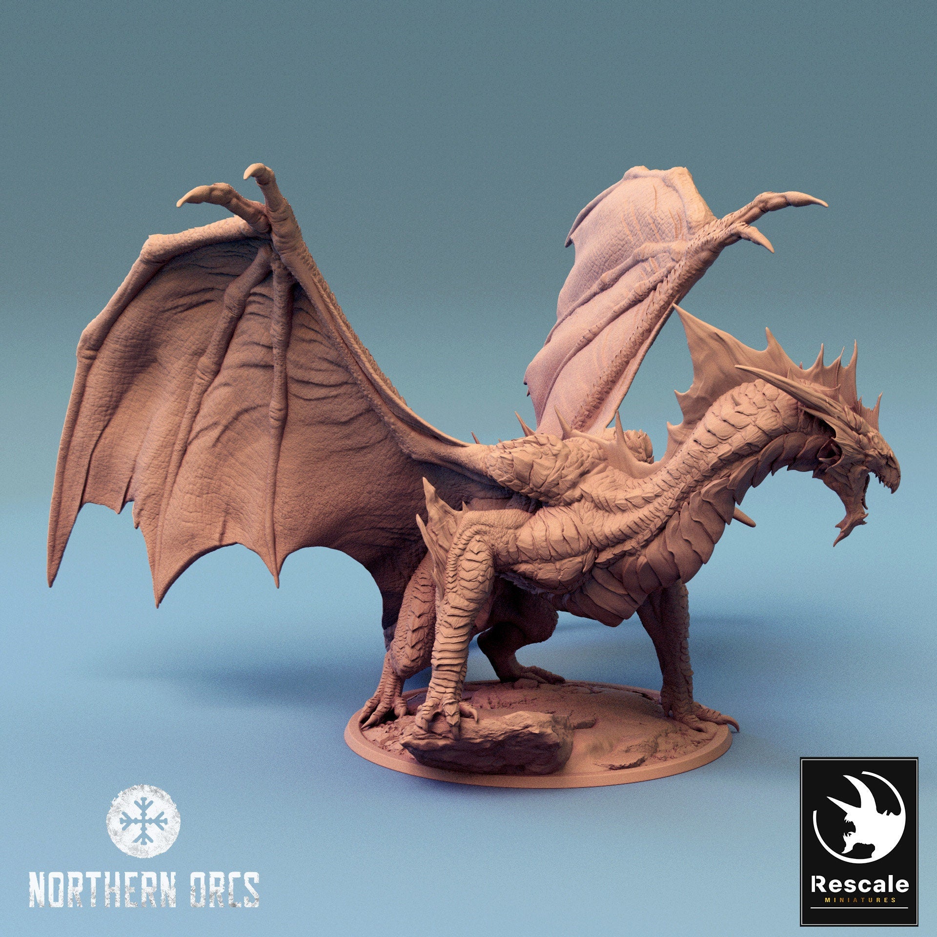 Silver Dragon, Lord War Dragon, Rescale Miniatures | Dungeons and Dragons | Pathfinder | Table Top RPG | 3D Printed Model