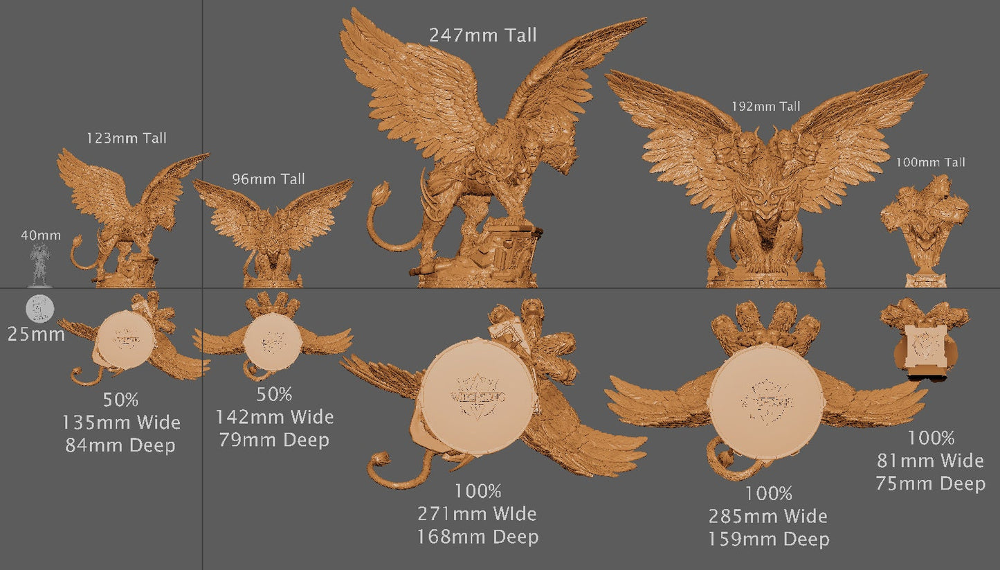 Hydra Sphynx, Witchsong Miniatures | Dungeons and Dragons | Pathfinder | Table Top RPG | 3D Printed Model