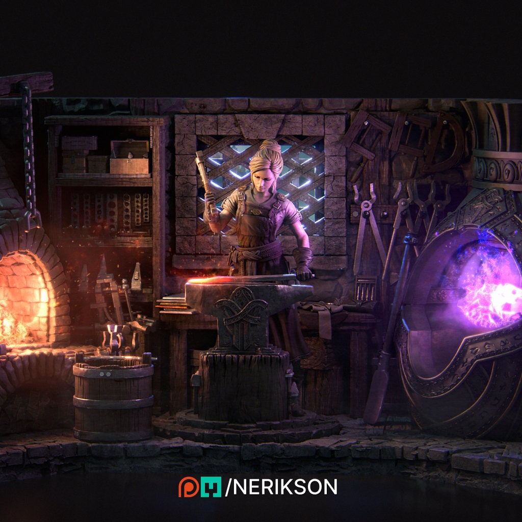 Lara, Blacksmith Shop | Aussie 3D Printed Miniatures and Terrain