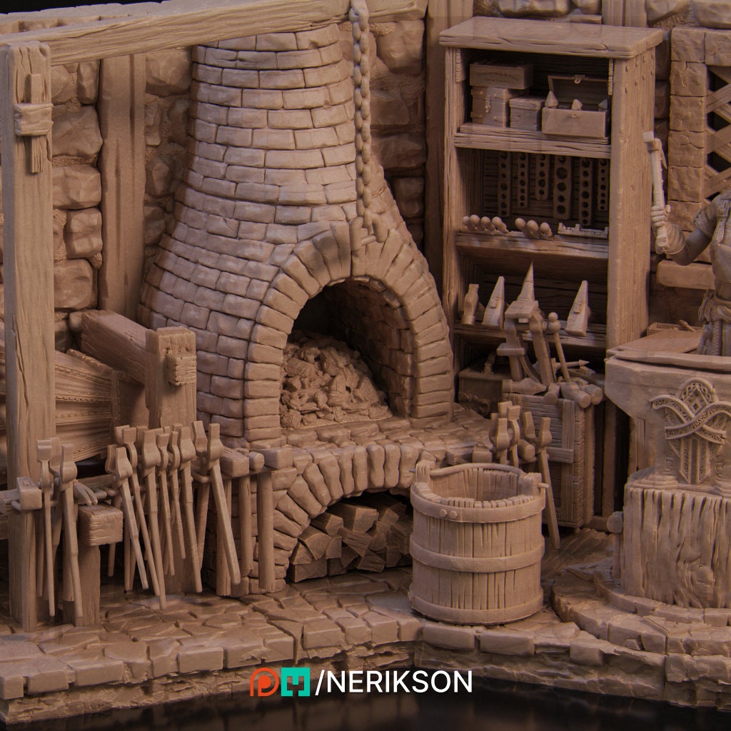 Lara, Blacksmith Shop, Ernest Nemirovsky | Dungeons and Dragons | Pathfinder | Table Top RPG | 3D Printed Model