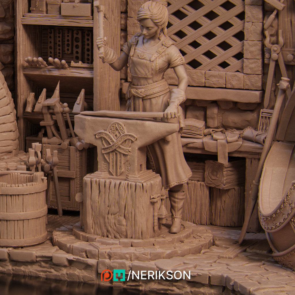 Lara, Blacksmith Shop | Aussie 3D Printed Miniatures and Terrain